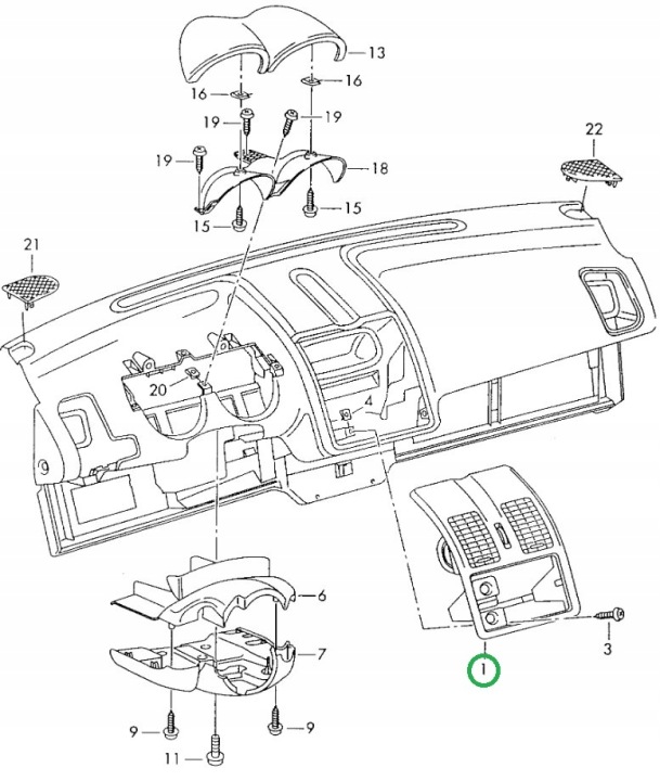 фото №10, Панель средний з kratkami воздуховод volkswagen lupo 6n0858069c оригинал
