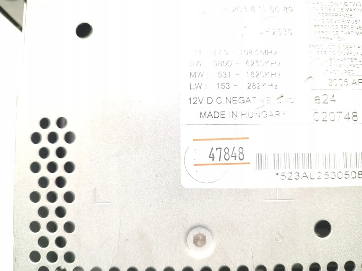 фото №7, Mercedes-benz c-class радіо cd player. перед 2005 салон 4/5dr a2038705089