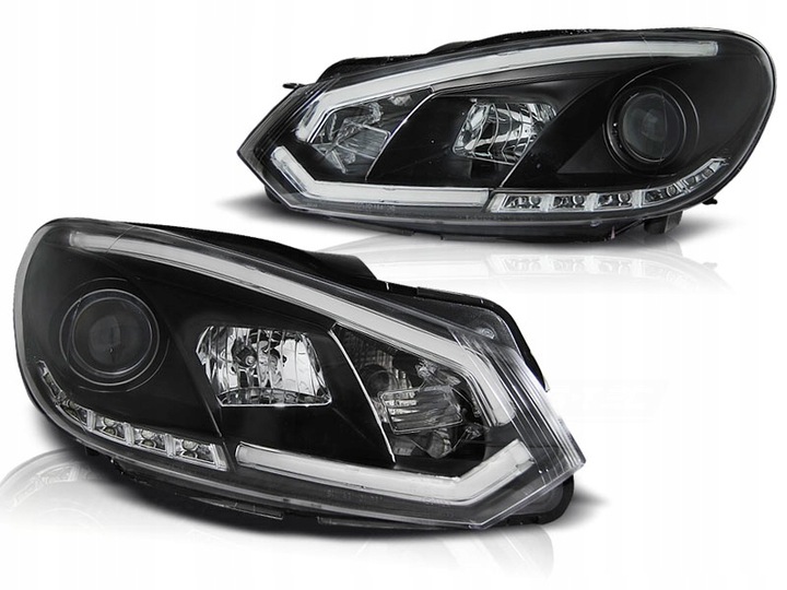 фото №1, Лампы передние фары led drl трубка чёрный do vw golf 6 vi 08-12