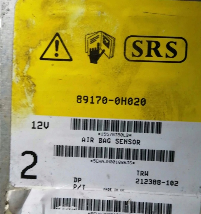 фото №1, 89170-0h020 датчик модуль srs подушка безпеки aygo i 107 c1