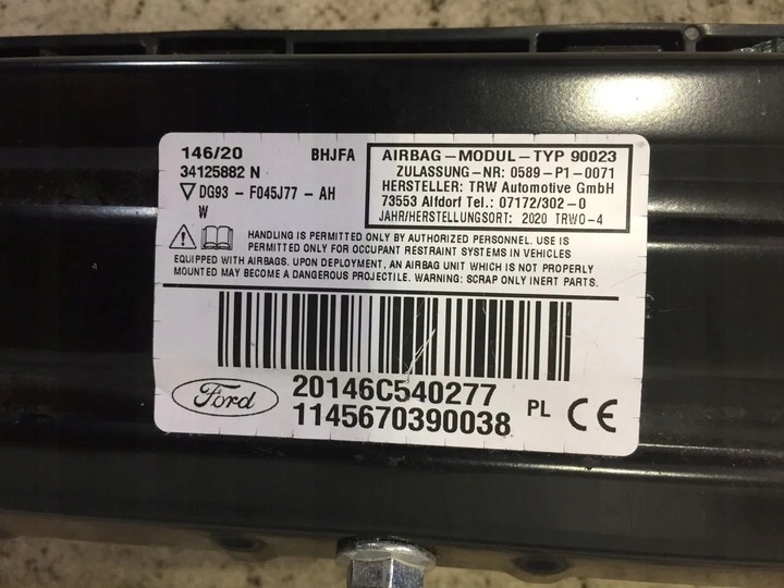 фото №12, Комплект подушок air bag кермо панель колінна ford mondeo mk5 оригінал