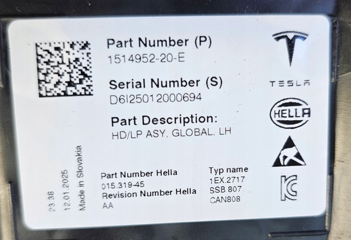 фото №14, Фара полный led tesla модель 3 рестайлинг / модель y 2023- левые перед eu левая