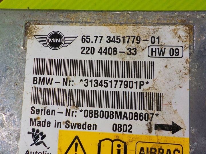 фото №3, Cooper r56 one ii 08r датчик модуль подушка безпеки 3451779