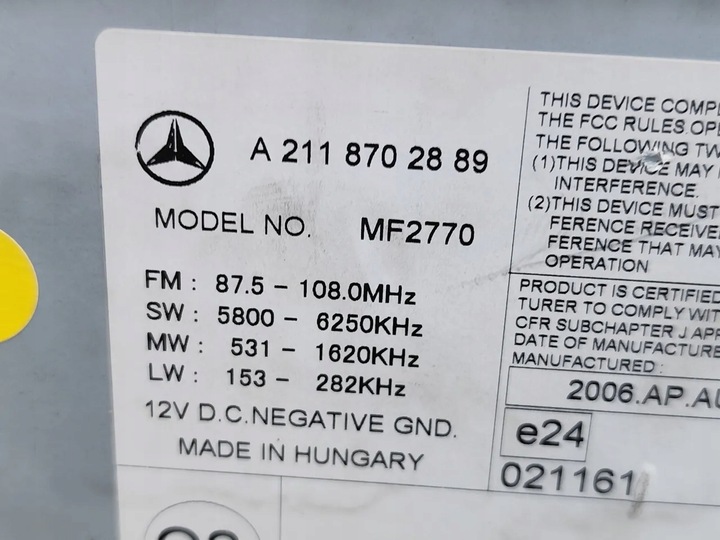 фото №7, Mercedes-benz e-class радио cd player. 2006 салон 4/5dr a2118702889 mf2770