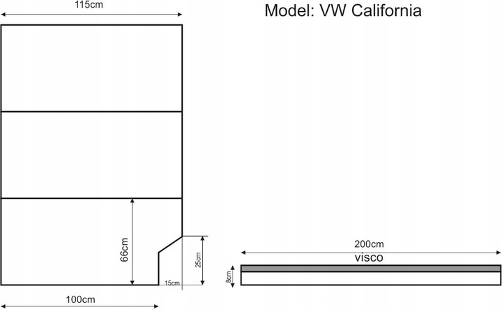фото №12, Materac do для сну do автомобіль vw california піна visco-memory 200x115x8