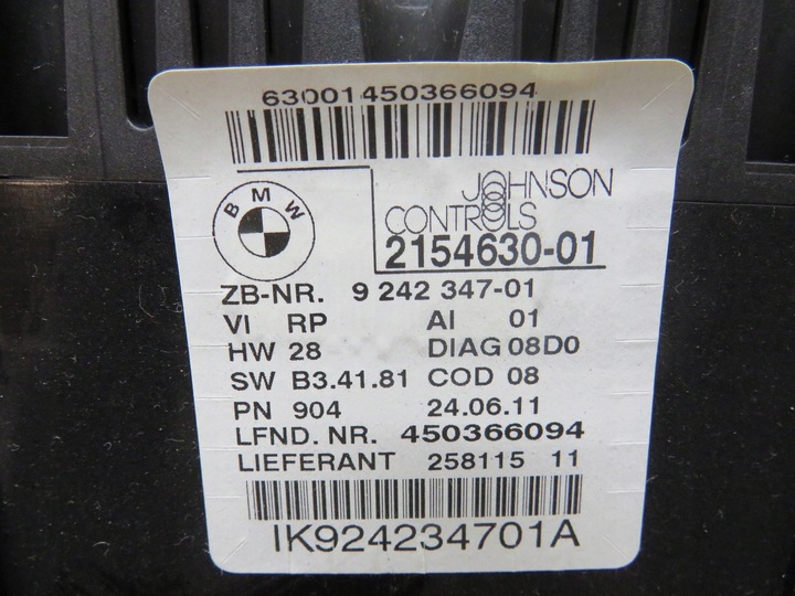 фото №5, Спидометр приборы 2.0 d bmw x1 e84 2154630-01