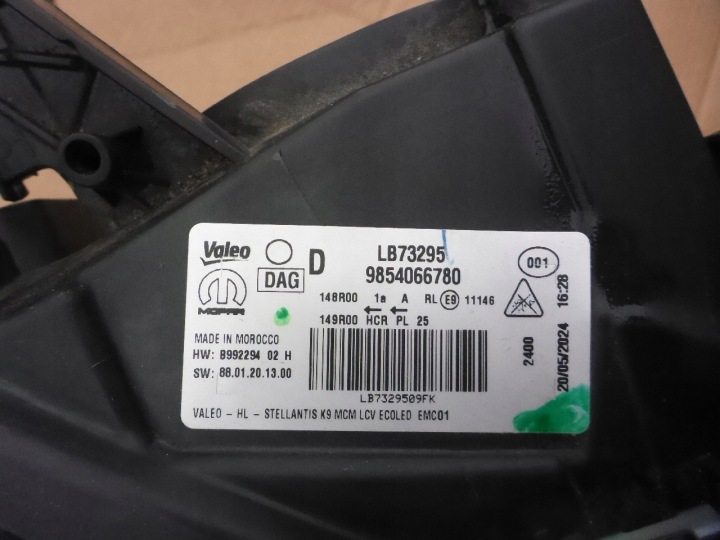 фото №13, Proace city partner berlingo рестайлинг фара правое полный led 9854066780 or eu