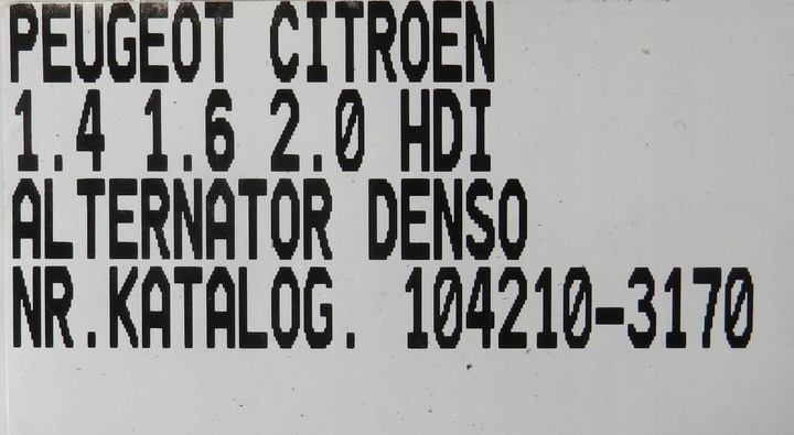 фото №6, Генератор denso peugeot citroen ford 1.4 hdi tdci 9640623580 104210-3170