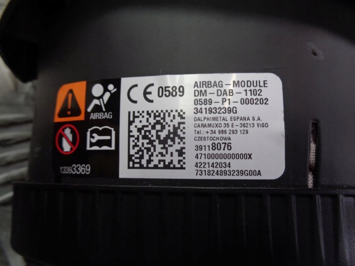 фото №10, Подушка безопасности подушка водителя opel astra v 5 k 15- 39118076 34210358f