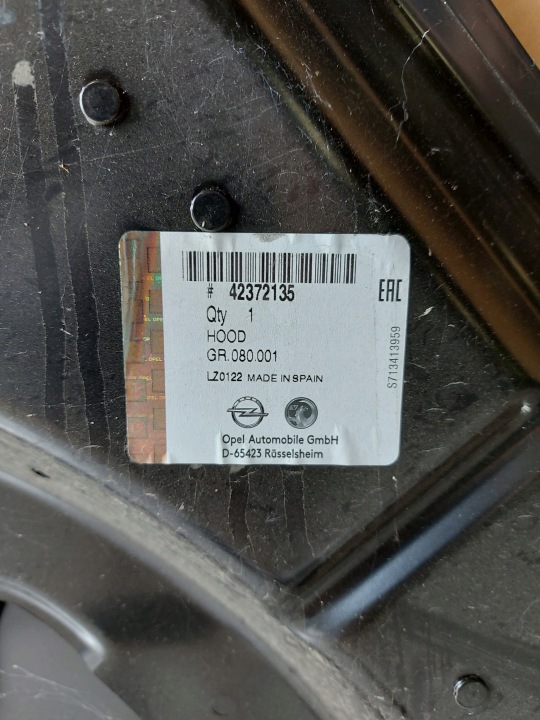 фото №12, Капот кришка двигуна opel mokka x 2012-2016 нова оригінальна 42372135