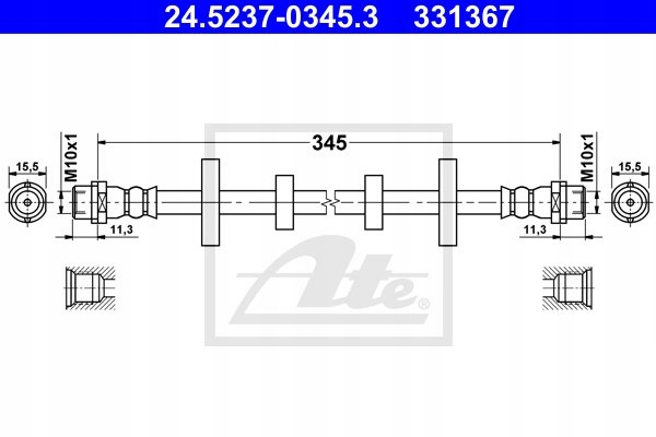 фото №2, Ate шланг тормоза elast. vw p. t4 90-03 левый/правый