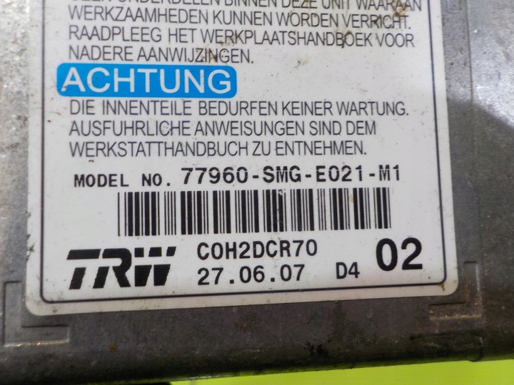 фото №4, Honda civic viii ufo 07r модуль датчик подушка безопасности 77960-smg-e021-m1