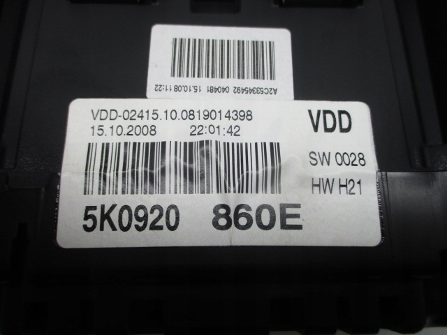фото №6, Golf 6 vi 08-13 tdi спідометр  прилади 5k0920860e