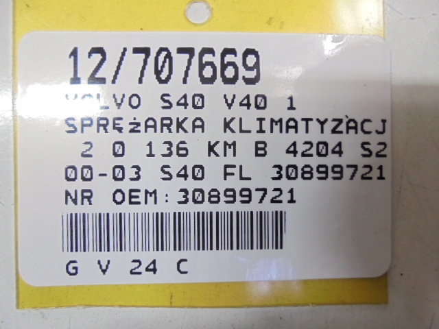 фото №10, Volvo s40 v40 1 компресор кондиціонера 30899721 2,0 16v 8708581