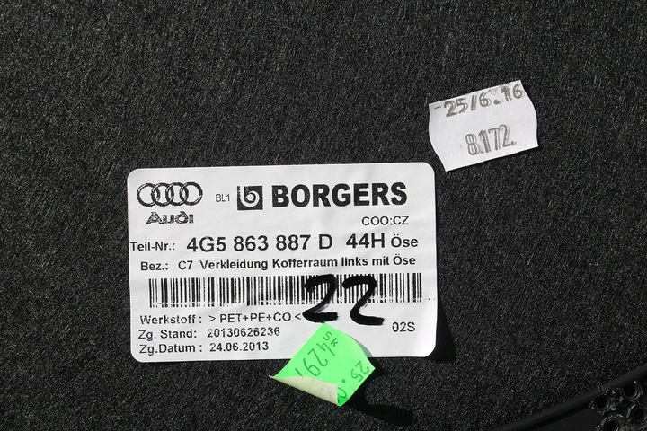 фото №14, Audi a6 sedan боковина ковёр обшивки багажника 4g5863887d 4g5863888d 4g5863471