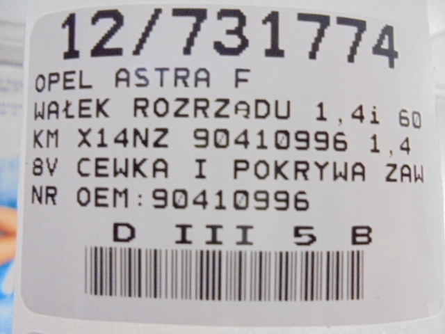 фото №11, Opel astra i f распределительный вал 90410996 1,4 8v 60km x14nz