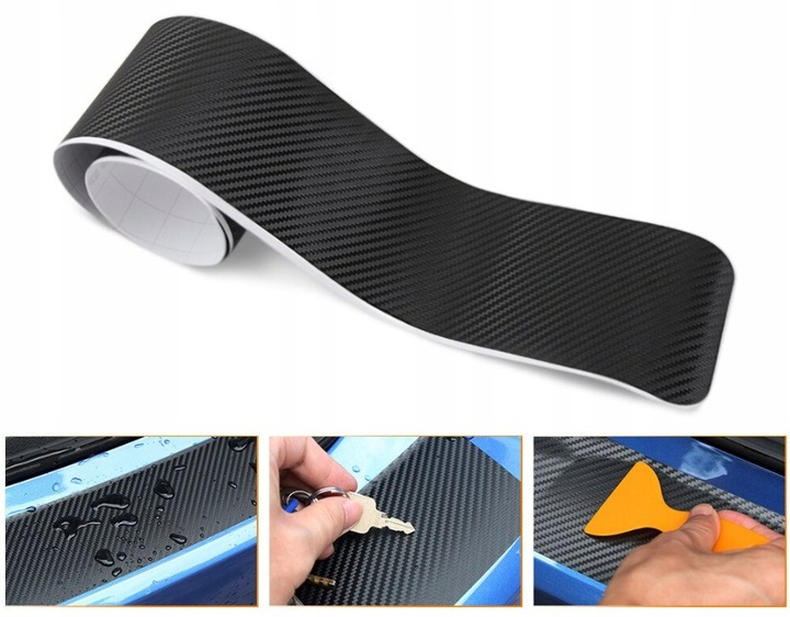 фото №11, Плівка захисна na бампер задній багажник наклейка чорна карбон 90cm