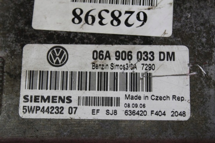 фото №7, Блок управления компьютер двигателя 06a906033dm skoda octavia i 1.6 8v 102 km 00-10