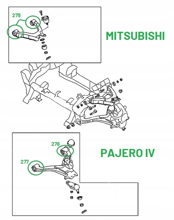 фото №10, Mitsubishi pajero iv 4 polibusze втулки перед kpl