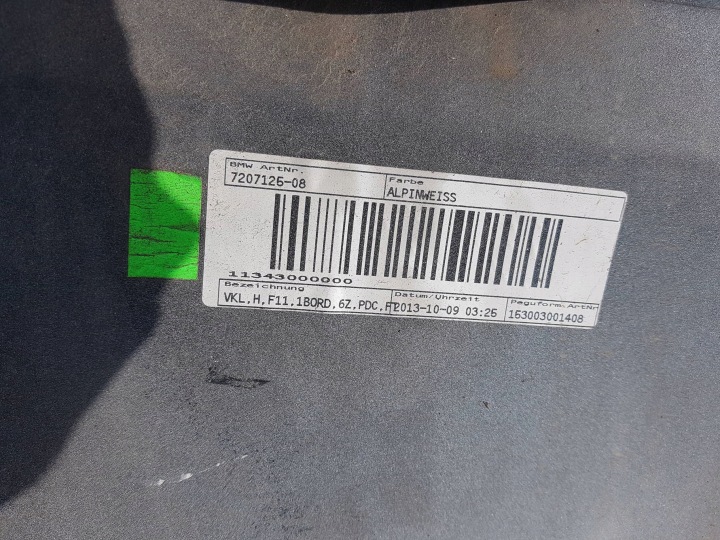 фото №13, Bmw 5 f11 09-13r задний бампер 300 альпийский белый