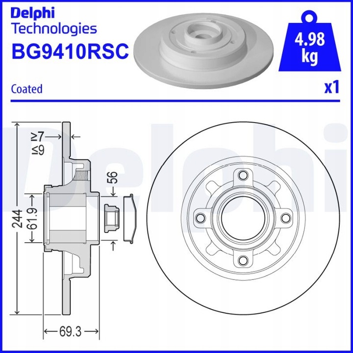 фото №1, Delphi bg9410rsc диск тормозная