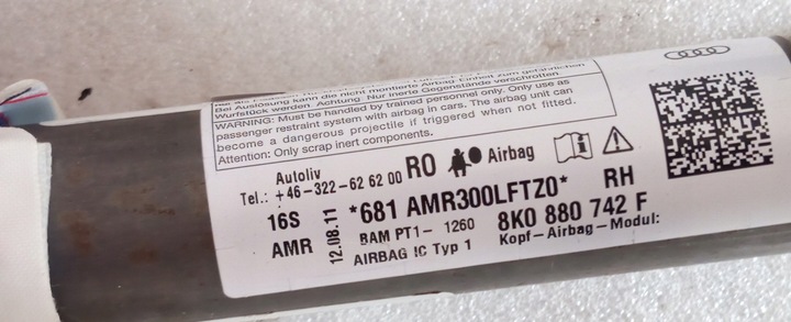 фото №6, Audi a4 b8 шторка повітряна права ліва 8k0880741f 8k0880742f універсал