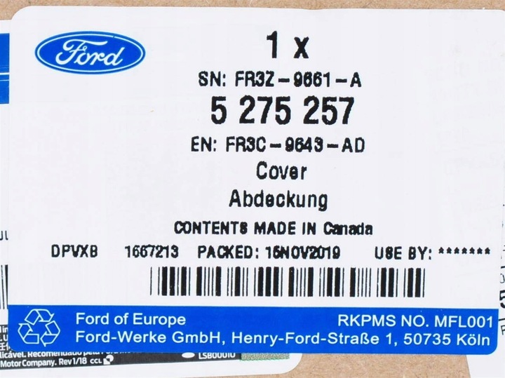 фото №13, Кришка фільтра повітря mustang 2,3 2015- _ ford оригінальний номер 5275257 _ fr3c-9643-ad