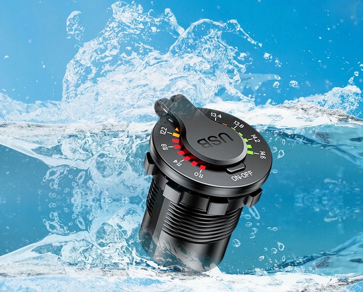 фото №6, Зарядний пристрій вольтметр вимірювач панель гніздо автомобільна 2x usb 4,8a вимикач