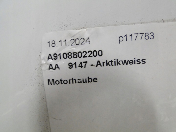 фото №13, Mercedes sprinter 907 910 капот крышка двигателя a9108802200 147 arktikweiss