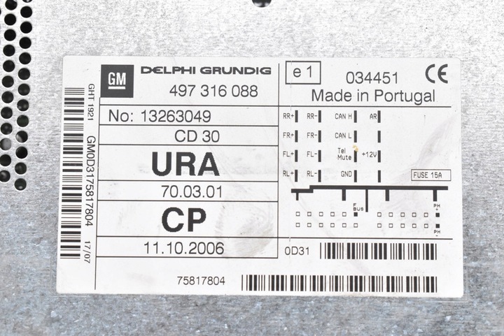 фото №6, Радио радиопроигрыватель cd rds 13263049 opel zafira b 05-10