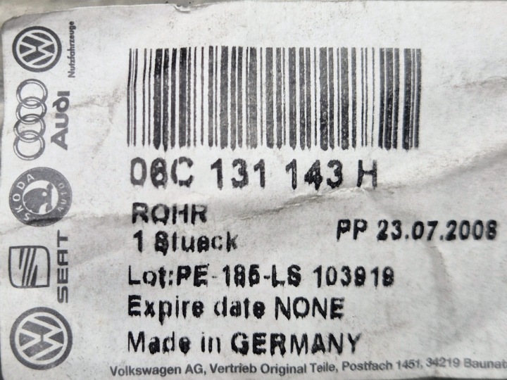 фото №10, Audi a4 a6 3.0 v6 30v трубка рециркуляции выхлопных газов egr 06c131143h 06c131848b