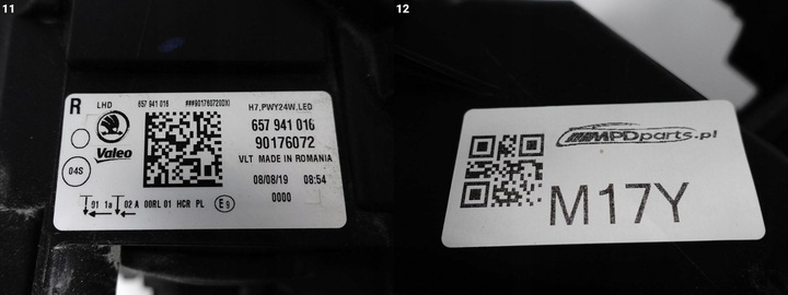 фото №12, Skoda scala 657 19- лампа обычная h7 + led правая eu