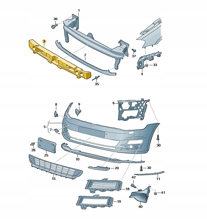фото №1, Абсорбер бампера перед vw golf oe: 5g0807248f
