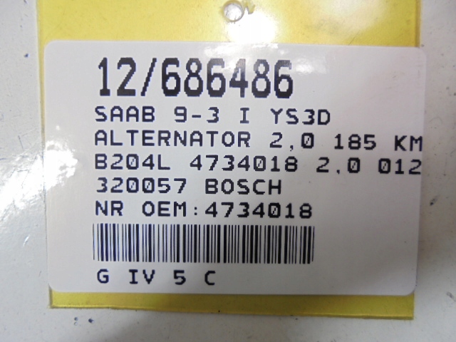 фото №7, Saab 9-3 i генератор 4734018 2,0 0123320057