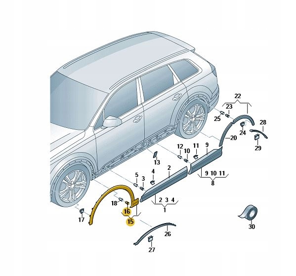 фото №1, Накладка краю підкрилки праві перед audi q7 aso
