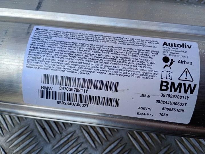 фото №9, Повітряна подушка пасажира air bag bmw 5 e60 e61 600955100f