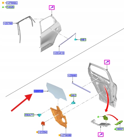фото №1, Стекло тёмное дверь правые зад ford kuga 2020- 2685781 _ lv4b-s25712-ad