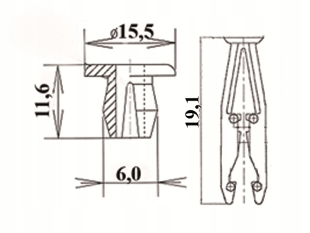 фото №2, Универсальный wcisk штифт распорный клипса samochdowa 10 штук диаметр 6mm