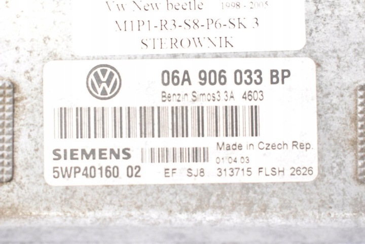 фото №7, Блок керування комп'ютер двигуна 06a906033bp vw new beetle 1.6 8v 102 km 98-05