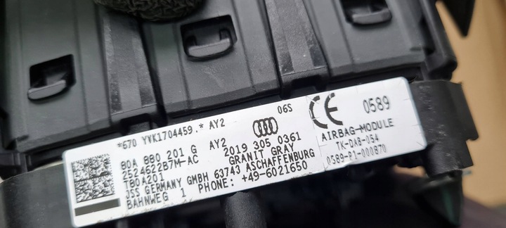 фото №9, Q5 80a sq5 подушка безопасности air bag подушка безопасности водителя 80a880201g