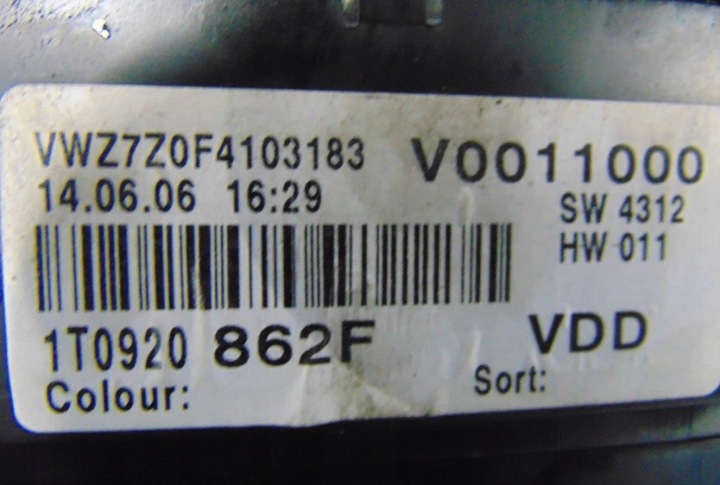 фото №6, Volkswagen touran 1.9 tdi спідометр  1t0920862f