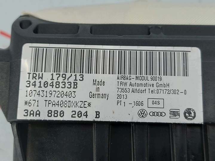 фото №8, Vw passat b7 2.0 tdi 13r подушка  подушка пасажира 3aa880204b