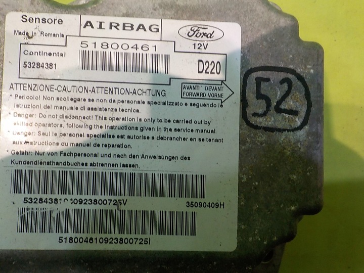 фото №3, Ford ka mk2 ii 1.2 b 09r 3d модуль датчик подушка безопасности 51800461