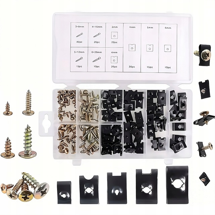 фото №1, Гвинти пластини застібки монтажні автомобільні 170 штук гвинти універсальні