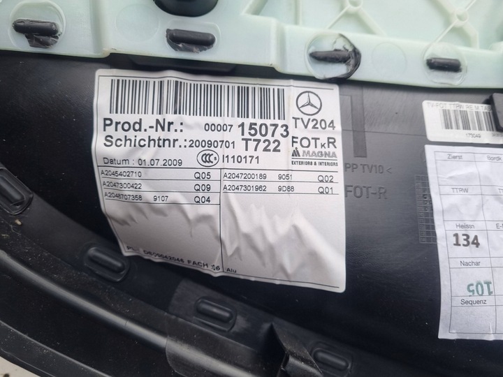 фото №10, Mercedes w204 боковина оббивка двері права зад задня універсал