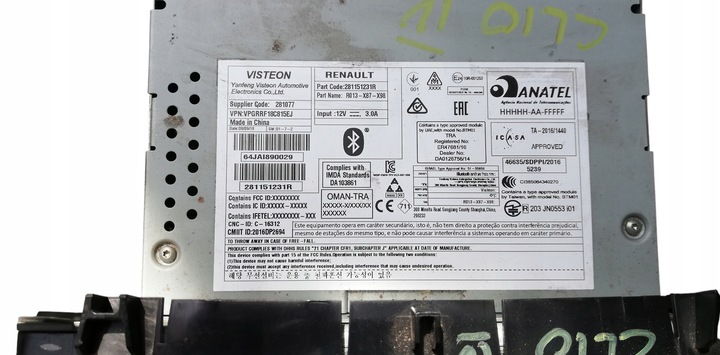 фото №3, Радіо радіопрогравач renault clio iv оригінальний номер 281151231r