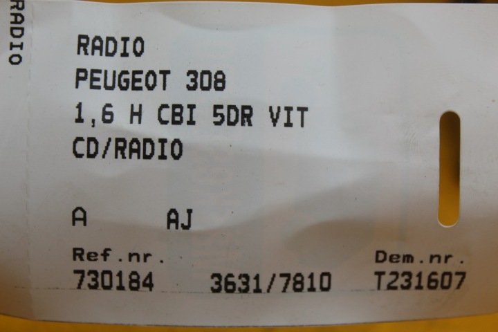 фото №13, Магнітола автомагнітола (радіо, програвач) cd peugeot 308 i t7 96766652xh