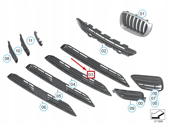 фото №8, Bmw x4 f26 m перед средний нижний открытый решётка 51117338475 7338475 oem
