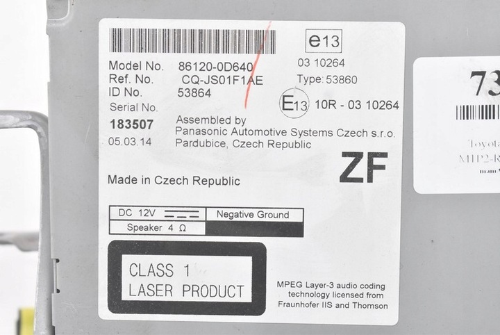 фото №7, Радио радиопроигрыватель cd rds 86120-0d640 toyota yaris 3 iii 10-14