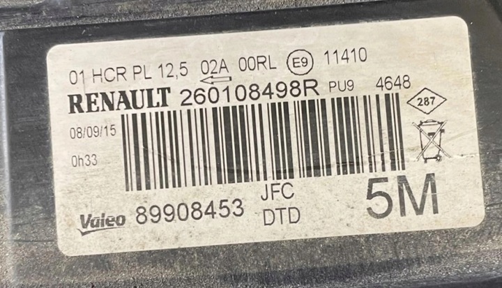 фото №12, Фара правое перед правая передняя полный led renault espace v 260108498r eu